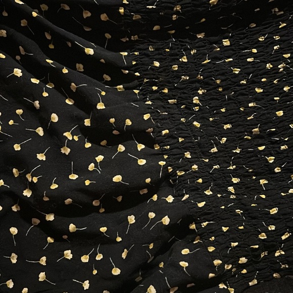 2/$15 Cutest black and yellow floral smocked mini dress - Picture 3 of 4